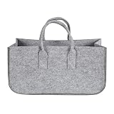 ZHOUJIE Handtasche Brennholz Korb Filzbeutel Holz Große Kapazität Ställe Log Halter Tasche Einkaufen Zeitungsaufbewahrung (Color : Grey)