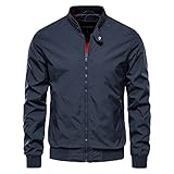 WJJKSLAOQ Einfarbig Baseballjacke MäNner Casual Stehkragen Bomber Herren Jacken Herbst Hochwertige Slim Fit Jacken FüR MäN