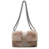 haiqingqin Damen Retro einfarbige Kette Schultertasche Winter Plüsch kleine Unterarmtaschen, mehrfarbig,