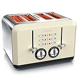 Arendo - Automatik Toaster 4 Scheiben - Edelstahlgehäuse - bis zu vier Sandwich und Toast-Scheiben - Bräunungsgrad 1-6 - Aufwärm- und Auftaufunktion - Krümelschublade - 1630 Watt - GS
