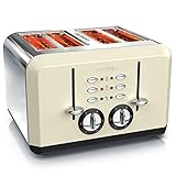 Arendo - Automatik Toaster 4 Scheiben - Edelstahlgehäuse - bis zu vier Sandwich und Toast-Scheiben - Bräunungsgrad 1-6 - Aufwärm- und Auftaufunktion - Krümelschublade - 1630 Watt - GS