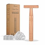 Safety Rasierer + 20 Rasierklingen Aluminium Rose Gold Für Frauen Damen Double Edge Einzelklinge Venus Sicherheitsrasierer Plastik