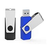 KEXIN USB Stick 2 x 32GB USB-Sticks 2 Stück Speicherstick 3.0 USB Flash Laufwerke Mini Rotate Metall USB Flash Drive Pen Drive Thumb Drive Daten Stick per PC Tablet Laptop Auto TV (32gb Schwarz Blau)