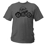 Grau AWO Motorrad MZ RT ETZ EMW Moped Oldtimer Simson Schwalbe Polo Shirt T-Shirt L