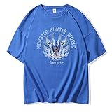 Monster Hunter World T-Shirt,Videospiel MHW Solide 100% Baumwolle 3D Gedruckt Kurzarm Für Teens Spiel Fan Geschenk F XXXL