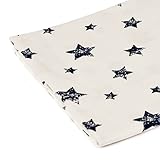 1buy3 Jersey Stoff Gemustert zum nähen | 92% Baumwolle, 8% Elasthan | Kinderstoff | Baumwolljersey | Muster: Sterne (dunkelblau) auf Weiß | 50cm x 160cm | Grundpreis je m² = €11,24