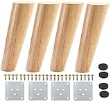 18cm Tischbeine Holz Füße 4 Stück Möbelfüße Schräg Holzbeine Möbelbeine mit Montageplatten & Schrauben für Sofa Bett Schrank Couch S