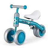 Fascol Kinder Laufrad Lauflernrad aus Kohlenstoffstahl Lernlaufrad Höhenverstellbar mit 4 Geschlossenen Rädern, Erstes Laufrad für Kinder von 14 Monaten bis 5 Jahren, Grü
