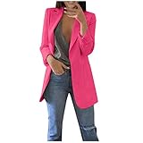 Dasongff Damen Blazer Neue Frühlings Anzüge Freizeit Elegant Kurzblazer Parka Workwear Langarm Blazer Sakko Einfarbig Slim Fit Business Trenchcoat Revers Outwear Geschäft Büro Jacke Anzug Kurz M