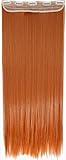 Clip in Extensions wie Echthaar Orange Haarverlängerung Haarteil hitzebeständig Glatt 1 Tresse 5 Clips 26'(66cm)-140g