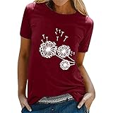 Tshirt Oberteile Damen Elegant Sommer Tunika Shirt Mode Lose Rundhals Kurzarm Sonnenblume Drucken Bluse Streetwear Sport Teenager Mädchen Hemd Tunic Fitness Sport Tops Basic S
