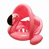 mciskin Flamingo Baby Schwimmring Baby Schwimmhilfe Baby Pool Schwimmring mit Sonnenschutz – Aufblasbarer Schwimmreifen für Kinder ab 6 Monaten bis 48 Monaten(Rosa)