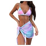 Sommer Bikini Set Damen Sets Push Up Sexy Brazilian Zweiteiliger Badeanzug Gepolstert Oberteil Spaghetti-Träger 3 Teilig Bademode Tanga Strandkleid Beachwear Sw