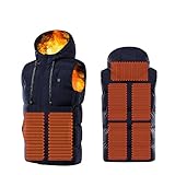 Ayhuang Unisex Elektrische Daunen Heizweste Männer und Frauen USB Lade Warme Beheizte Weste Winterjacke Herren Damen Elektrowärmer Kleidung Outdoor Wärmejacke Skifahren Heizjacke (2XL, Dunkelblau)
