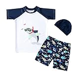 Allegorly Kinder Junge Badeanzug Bademode UV Kleidung Kinder Baby UV Schutzkleidung Badehose UV-Schutz 50+ Mit Badekappe Badeanzug Bademode Cartoon Badebekleidung Schwimmbekleidung 1-13 J