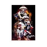 XIXILI Julian Edelman Patriots Rugby-Fußballspieler, Druck, Poster, Leinwand-Kunst, Poster, Wandkunst, Bild, Druck, moderne Familie, Schlafzimmer, Dekoration, Poster, 30 x 45