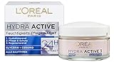 L'Oréal Paris Nachtpflege für das Gesicht, Anti-Aging Feuchtigkeitspflege mit Omega 3 und 6, Feuchtigkeitspendende Gesichtscreme für die Nacht, Hydra Active 3, 1 x 50