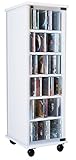 VCM CD DVD Regal Turm Tower Vitrine Schrank Möbel mit Rollen Drehbar Farbwahl 98 x 31 x 35 cm 'Valenza'
