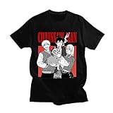 EDMKO Herren Hemden T-Shirt Chainsaw Man Anime Pochita 3D Druck Cosplay Kurzarm Beiläufige Sommer Rundhals Shirt Hemden Für Männer Frauen Teenager,Schwarz,XXL