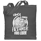 Shirtracer Oma Geschenk - Oma & Enkel Freunde fürs Leben! - Unisize - Dunkelgrau - oma geschenk - WM101 - Stoffbeutel aus Baumwolle Jutebeutel lange Henk