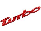 3D Turbo Emblem Rot ABS Kunststoff mit Schaumstoff-Kleberückseite Badge von VmG-S