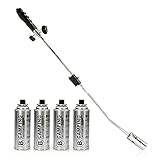 Vani Unkrautvernichter inkl. 4 Gasflaschen & 1 Feuerzeug von'Vani' - Abflammgerät für Unkraut - Unkrautbrenner - Gas-Brenner - Unkrautreiniger für große F