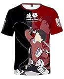 Silver Basic Unisex Attack On Titan Aufklärungstrupp Anime T-Shirts Sommer Kurzarm Sport Tops,Rot,Schwarz,S4