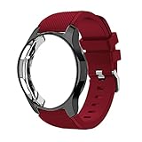 LGFCOK Silikon-Schutzhülle + Armband für Samsung Galaxy Watch 46 mm/42 mm Armband Gear S3 Frontier Band Sportarmband + Schutzhülle Uhrengehäuse 42/46 mm (Bandfarbe: Rosarot 21, Bandbreite: Gear S3)