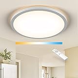 Deckenlampe LED Dimmbar, CCT 2700K-6500K Deckenleuchte Wohnzimmer von Tageslicht über Naturweiß bis Warmweiß,18W Deckenbeleuchtung mit Fernbedienung für Schlafzimmer Kinderzimmer Küche Badezimmer F