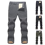 JIAYOUA Herren Arbeitshosen Wasserdicht Trekkinghose Freizeithose Fleece Warm Atmungsaktive Hose für Männer Reißverschluss Winddichter Wanderhose Outdoor Hose mit Taschen O