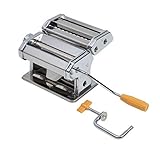 axentia Nudelmaschine verchromt, Pasta-Maker für Lasagne-Platten, Spaghetti oder Bandnudeln, manuelle Pastamaschine mit Kurbelantrieb, 9 Teigdick