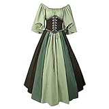 Kleider Damen Farblich Passende Wortschulter Fliegende Ärmel Schnürung Taille Großer Swingrock Retro-Kleid Rock Nähte Farbe Graziös Unregelmäßiger Saum Festlich Kleid Abendk