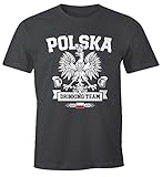 MoonWorks Herren T-Shirt WM Polska Polen Poland Flagge World Cup Drinking Team Fun-Shirt dunkelgrau M