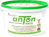 AntonWeiss Wandfarbe weiß, hohe Deckkraft&Kratzfestigkeit, beugt Schimmel vor, ideal f. Keller, Bad&Küche, Kinder-/Schlafzimmer, 5L, 40m2, ein Raum, matt, geruchsarm, Allergikerfreundlich, VEGAN
