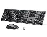 seenda Tastatur Maus Set Kabellos, 2.4GHz Ultra Dünn Maus und Tastatur, Leise Kabellose Tastatur und Maus für Windows Desktop/PC/Laptop/Smart-TV/Mac OS, Deutsch QWERTZ Layout, Space G