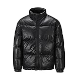 Herren Daunenjacke Winter Jacke Warm leicht Zipper Jacke Baumwolljacke männer Outdoorjacke übergangsjacken Weihnachten Herrenjacke,Schwarz,M