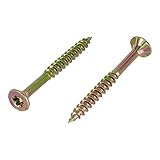 200 Stück Spanplattenschrauben 5,0 x 60 Torx | Teilgewinde - gelb verzinkt | Flachsenkopf | Universalschraube | Schraub