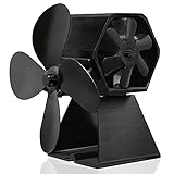 XIANGE100-SHOP Ventilator Kamin Holzherd Fan Hitzebetriebene Herd Fan Holz Burning Herd Fan Kaminventilator for Gas/Pellet/Holz Log Brenner Kamin Heizlüfter (Color : Black)