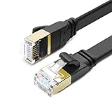 CAT8 Ethernet-Kabel, 30 m, High Speed 40 Gbps 2000 MHz SFTP flaches Internet-Netzwerk-LAN-Kabel mit vergoldetem RJ45-Stecker für Router, Modem, PC, Switches, Hub, Laptop, Gaming, Xbox (schwarz, 30 m)