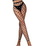 Sexy Leggings Damen Netzhöschen in Übergröße Perspektive Hose aus Netzgarn Heißes Bohren Strümpfe Erotische Strapsstrümpfe Leggings im Verband Schwarz Teiltransparent Nachtwäsche Schlafanzug