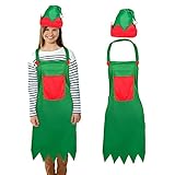 Attvn Elfenschürze Weihnachten Elfen Schürze Santa Elf Hüte für Erwachsene April Narr Tag Xmas Party Geschenke Kochen BBQ Home Dekoration (Grün-1 Stück)