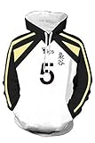 Snuter Haikyuu Fukurodani Academy Akaashi Keiji Nr.5 Volleyball Club Jersey Hoodie Pullover mit Kapuze Streetwear Kapuzenpullover Sweatshirt Cheerleaders Cosplay Kostüm Uniforme Sportsw