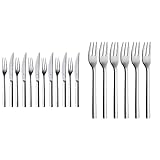 WMF Nuova Steakbesteck 12-teilig, für 6 Personen, Steakgabel, Steakmesser & Nuova Kuchengabel, Set 6-teilig, L 16