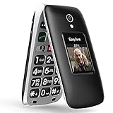Easyfone Prime-A1 Pro GSM Basic Sim-Free Flip Handy für ältere Menschen mit Dual-Screen, SOS-Taste mit GPS, 1500mAh Akku und Ladestation (schwarz)