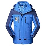 NIKOKER Winterjacke Für Männer, Wasserdichter Winddichter Parka Mit Kapuze Multi-Pocket-Design Auf Beiden Seiten Für Skifahren,Blau,L