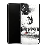 DeinDesign Hard Case kompatibel mit Samsung Galaxy A52 Schutzhülle schwarz Smartphone Backcover SC Freiburg Skyline Log