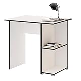 CARO-Möbel Schreibtisch Computertisch Kinderschreibtisch Kuba in weiß/grau, mit 2 Ablageflächen, 82 x 76 x 60 cm, Bü