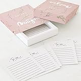 sendmoments Notizkartenbox, Flowerpower, 60 Karten (88x105 mm) zum Beschriften in personalisierter Box (113x130 mm) mit eigenem Text, Merkkarten für Schule & Bü