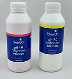 Blue-Lab 250-ml pH-4.0 + pH.-7.0 Eich-Flüssigkeit Kalibrier-Lösung für Mess-Geräte pH-Elektroden Puffer-Kit Wert-Tester Prüfer (250ml, PH 4.0 + 7.0)