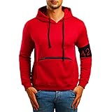 Pajiay Hoodie Herren Regular Fit Schick Spleißen/Stickerei Armbinde Pullover Herren Mode Lässig Sweatshirt Herren Outdoor Fitness Workout All-Match Kapuzenpullover H